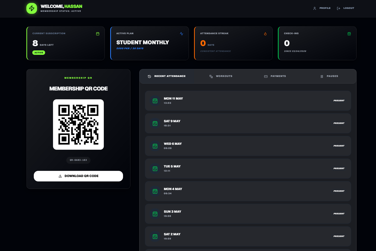 Member Dashboard