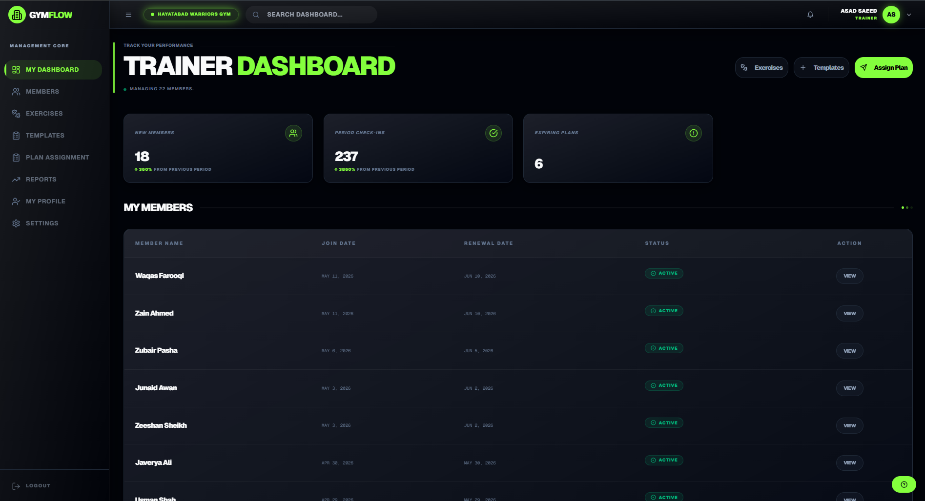 Trainer Dashboard